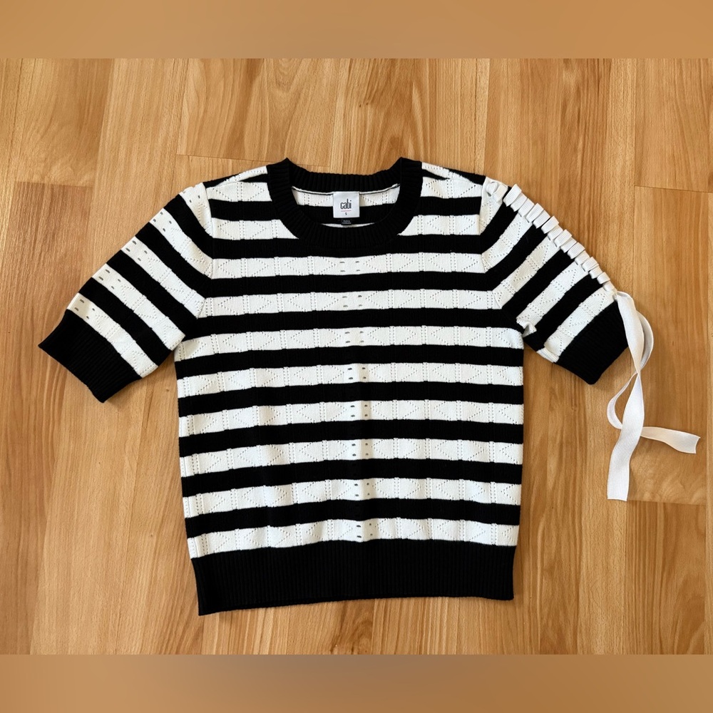 CAbi Runway Striped Sweater - Black & White